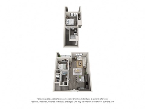 Floor plan for 2 beds, 2 baths, 1034 sqft